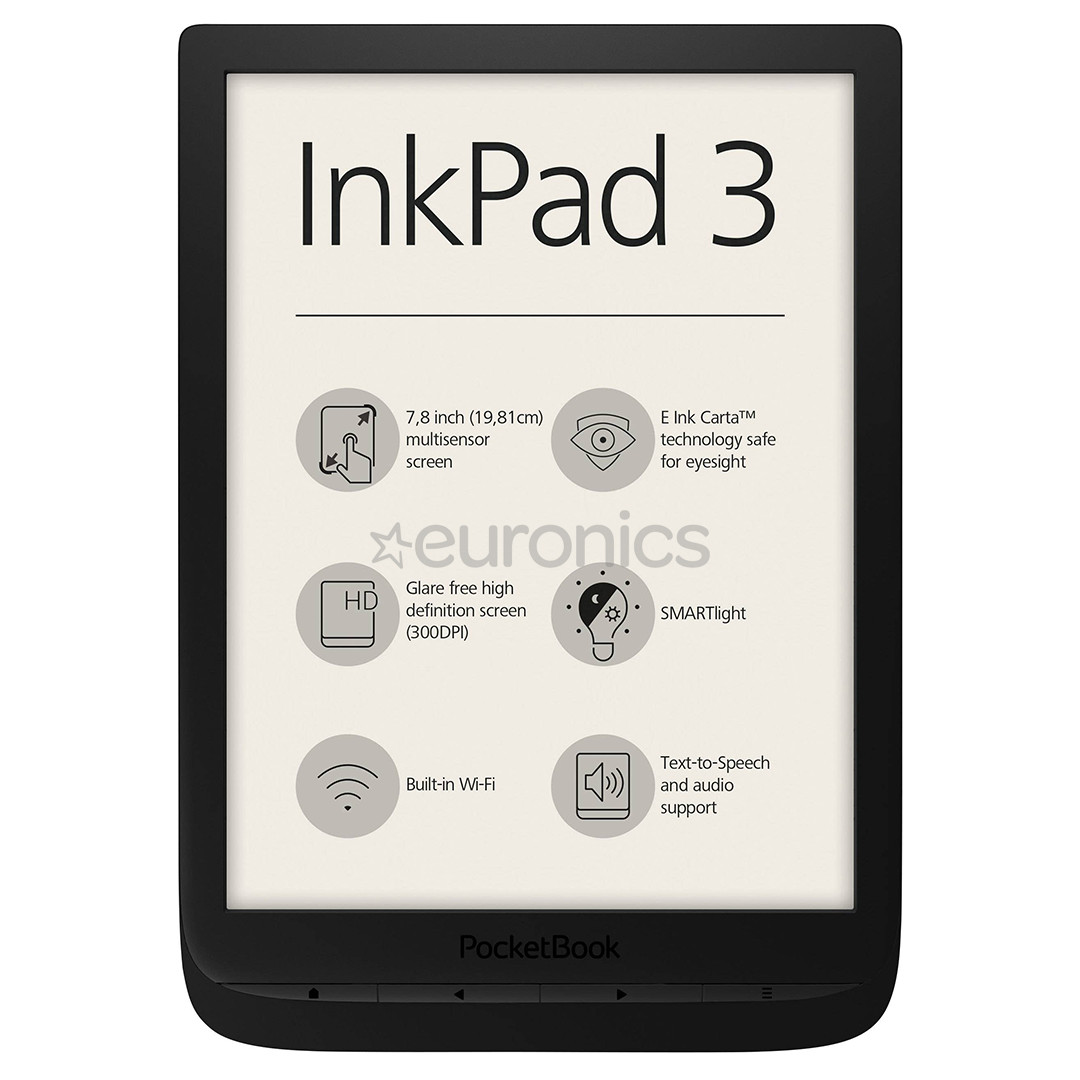 PocketBook InkPad 3, 7,8", 8 GB, must - E-luger