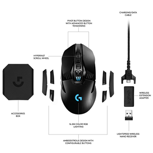 Logitech G903 LightSpeed, must - Juhtmevaba optiline hiir