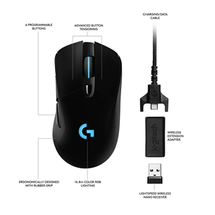 Logitech G703 LightSpeed, черный - Беспроводная оптическая мышь