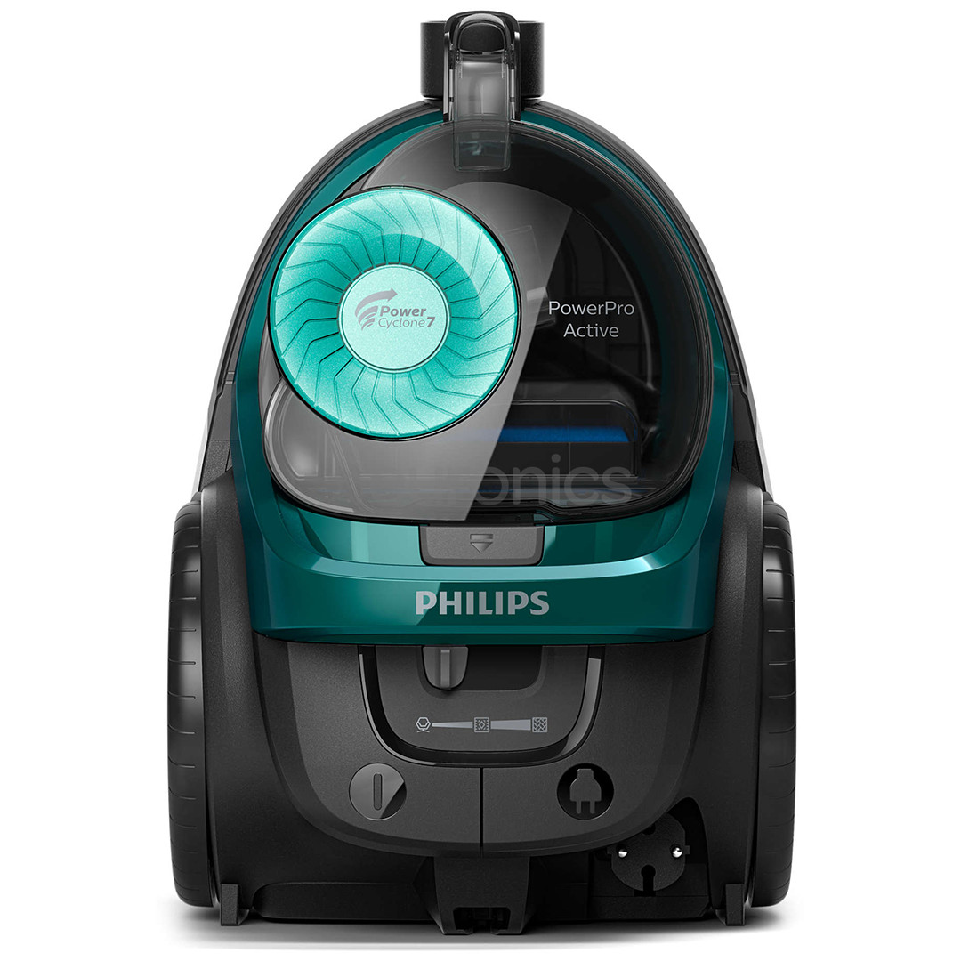 Philips PowerPro Active, 900 Вт, без мешка, черный/зеленый - Пылесос