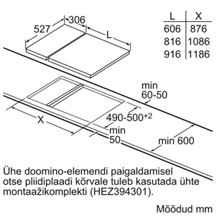 Bosch seeria 6 Domino, laius 30,6 cm, terasraamiga, must - Integreeritav induktsioonpliidiplaat