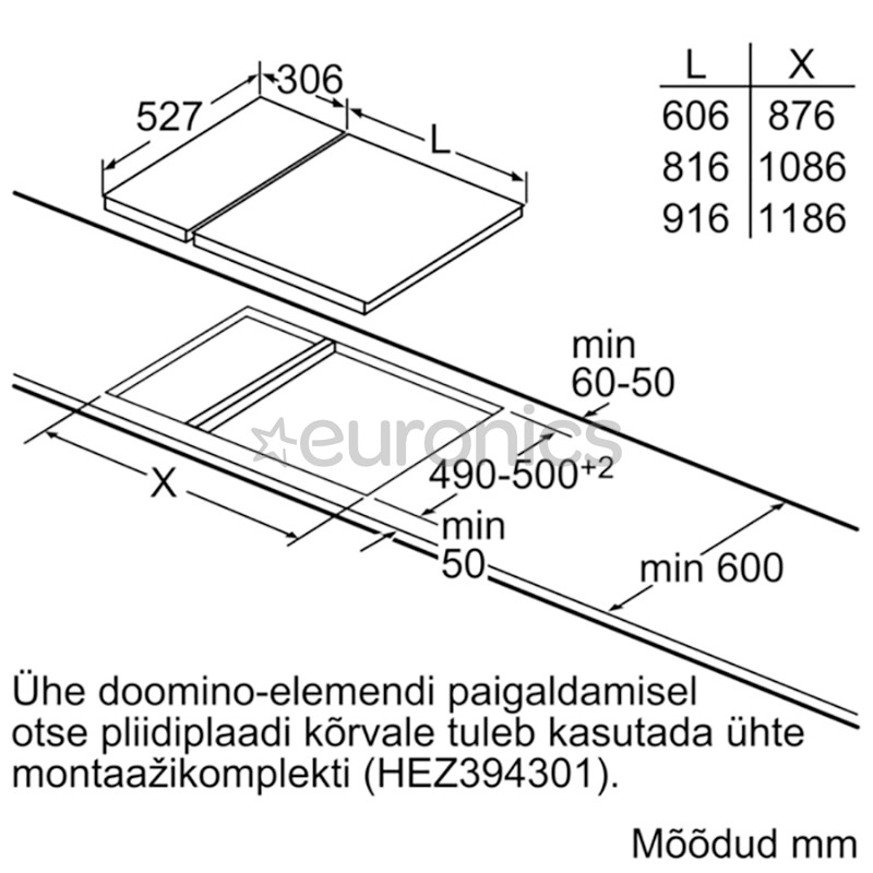 Bosch Serie 6 Domino, width 30.6 cm, steel frame, black - Built-in Induction Hob