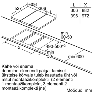 Bosch seeria 6 Domino, laius 30,6 cm, terasraamiga, must - Integreeritav induktsioonpliidiplaat