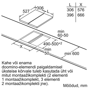 Bosch seeria 6 Domino, laius 30,6 cm, terasraamiga, must - Integreeritav induktsioonpliidiplaat