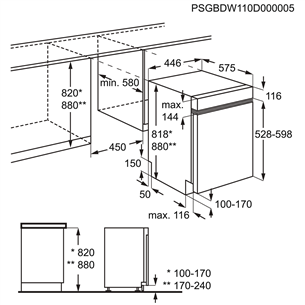 Built-in dishwasher AEG (9 place settings)