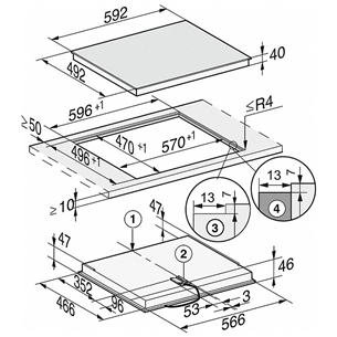 Miele, laius 59,2 cm, raamita, must - Integreeritav keraamiline pliidiplaat