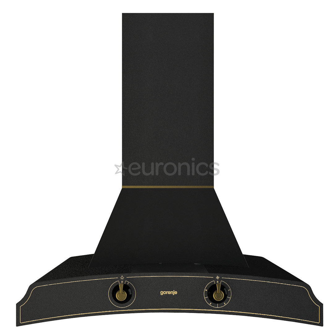 Gorenje, 621 m³/h, width 60 cm, black - Cooker Hood