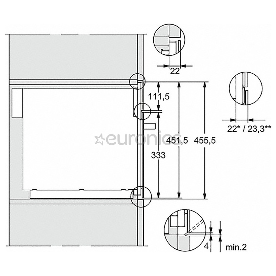 Miele, 46 L, 900 W, must/roostevaba teras - Integreeritav mikrolaineahi