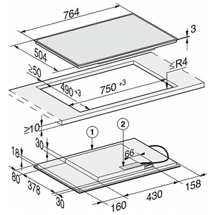 Miele, laius 76,4 cm, terasraamiga, must - Integreeritav induktsioonpliidiplaat