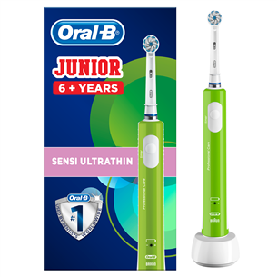 Braun Oral-B Junior PRO SENSI UltraThin, белый/зеленый - Электрическая зубная щетка