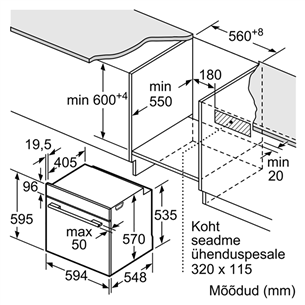 Built-in oven + extension rails Bosch