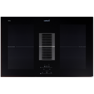 Cata, width 77 cm, frameless, black - Built-in Induction Hob with Cooker Hood