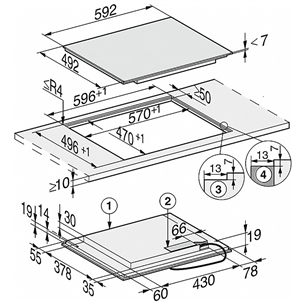 Miele, laius 59,2 cm, raamita, must - Integreeritav induktsioonpliidiplaat