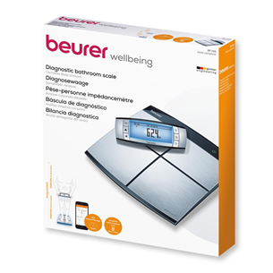 Beurer, up to 180 kg, silver - Diagnostic bluetooth scale