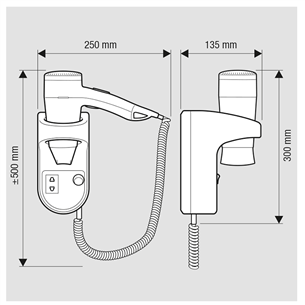 Wall-mounted hair dryer Valera Premium Smart 1200 Socket