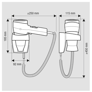 Wall-mounted hair dryer Valera Action Super Plus 1200