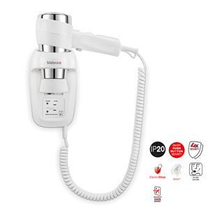 Seinale kinnitatav föön Valera Action PROTECT 1600 Shaver 542.06/044.06WHITE