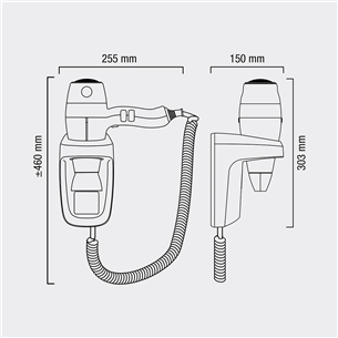 Wall-mounted hair dryer Valera Silent Jet PROTECT 1200