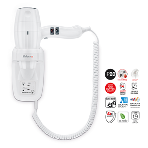 Seinale kinnitatav föön Valera Silent Jet PROTECT 1200 Shaver 586.11/044.06WHITE