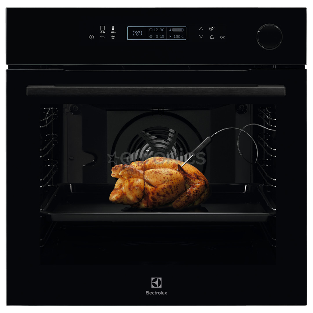 Electrolux, 72 L, pyrolytic cleaning, black - Built-in oven with steam function