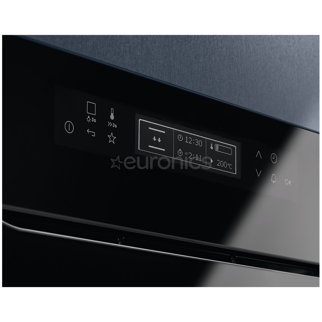 Electrolux, 72 L, pyrolytic cleaning, black - Built-in oven with steam function