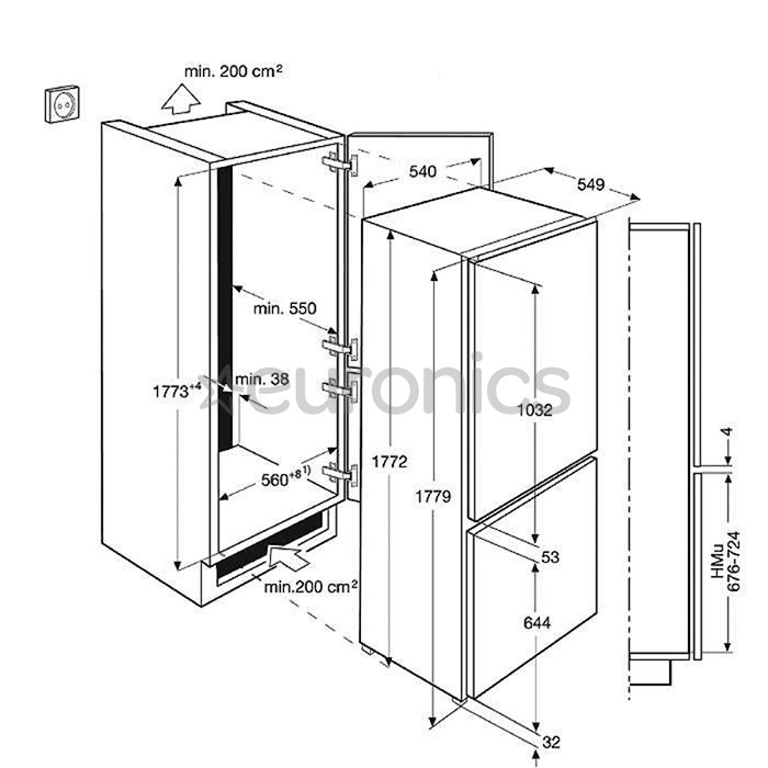 Built-in set Electrolux (oven, hob, refrigerator and dishwasher)