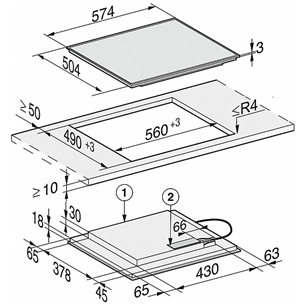 Miele, laius 57,4 cm, terasraamiga, must - Integreeritav induktsioonpliidiplaat