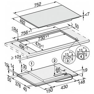 Miele, laius 75,2, raamita, must - Integreeritav induktsioonpliidiplaat