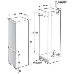 Built-in refrigerator Gorenje (178 cm)
