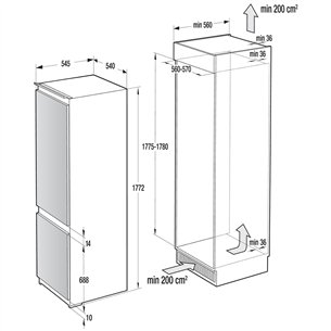 IИнтегрируемый холодильник Gorenje (178 см)