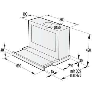 Gorenje, 578 m³/h, width 60 cm, inox - Built-in Cooker Hood