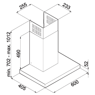 Hansa, 683 m³/h, width 60 cm, inox - Cooker Hood