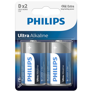 2 x Patarei Philips LR20E D Ultra Alkaline