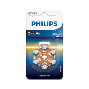 6 x Patarei Philips ZA13 1.4 V 6 Zinc Air (PR48)