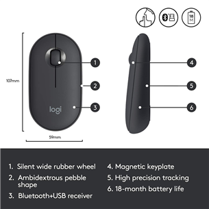 Logitech Pebble M350, must - Juhtmevaba optiline hiir