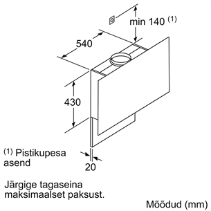 Bosch, 739 m³/h, laius 59 cm, must/roostevaba teras - Õhupuhasti