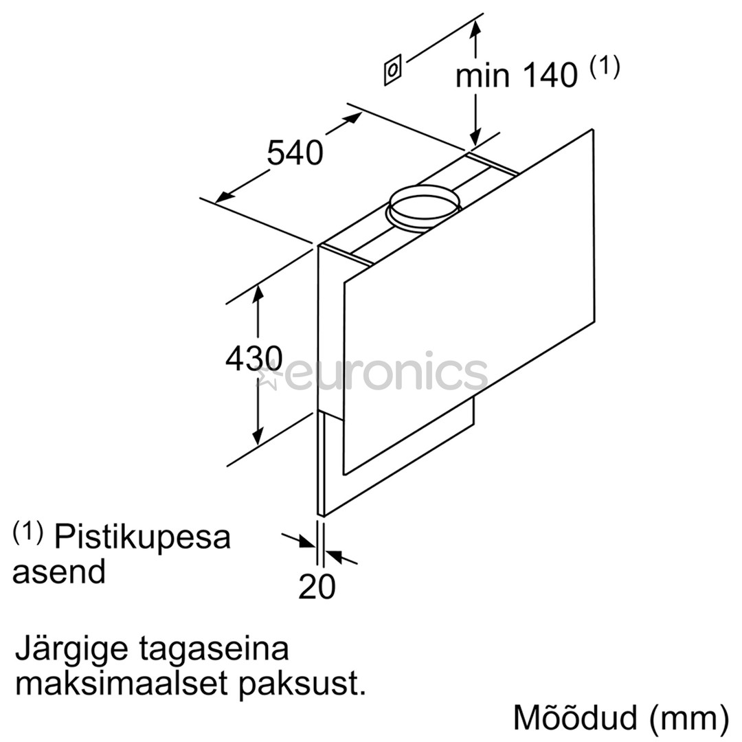 Bosch, 739 m³/h, laius 59 cm, must/roostevaba teras - Õhupuhasti