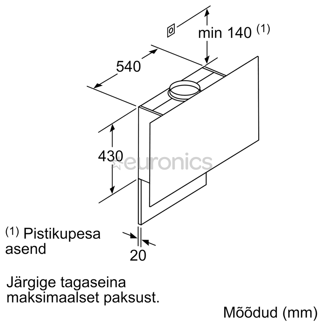 Bosch, 739 m³/h, laius 59 cm, must/roostevaba teras - Õhupuhasti