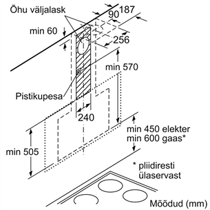 Bosch, 739 m³/h, laius 59 cm, must/roostevaba teras - Õhupuhasti