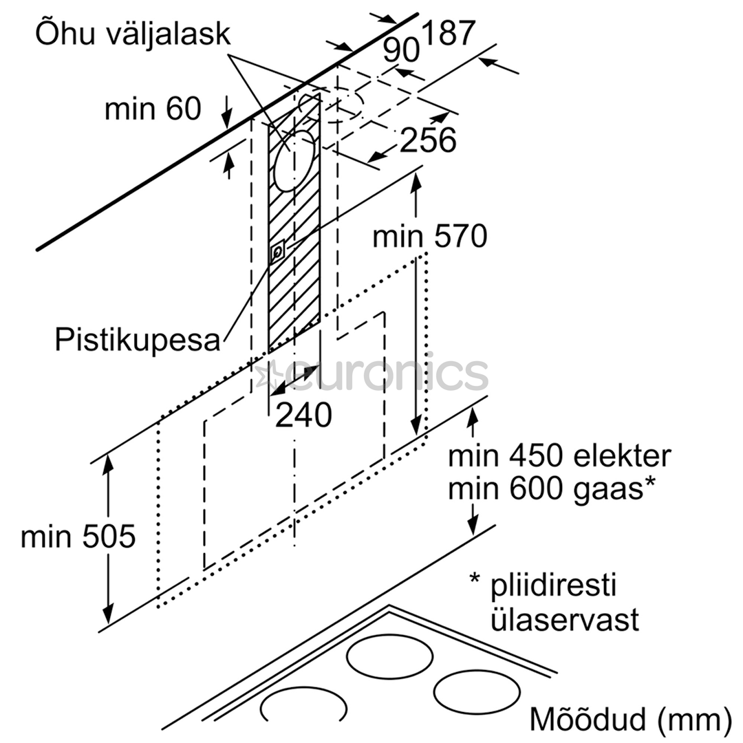 Bosch, 739 m³/h, laius 59 cm, must/roostevaba teras - Õhupuhasti