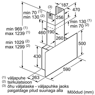 Bosch, 739 m³/h, laius 59 cm, must/roostevaba teras - Õhupuhasti