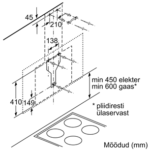 Bosch, 739 m³/h, laius 59 cm, must/roostevaba teras - Õhupuhasti