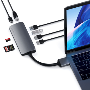 Satechi Multimedia Dual 4K HDMI, USB-C, серый - Хаб