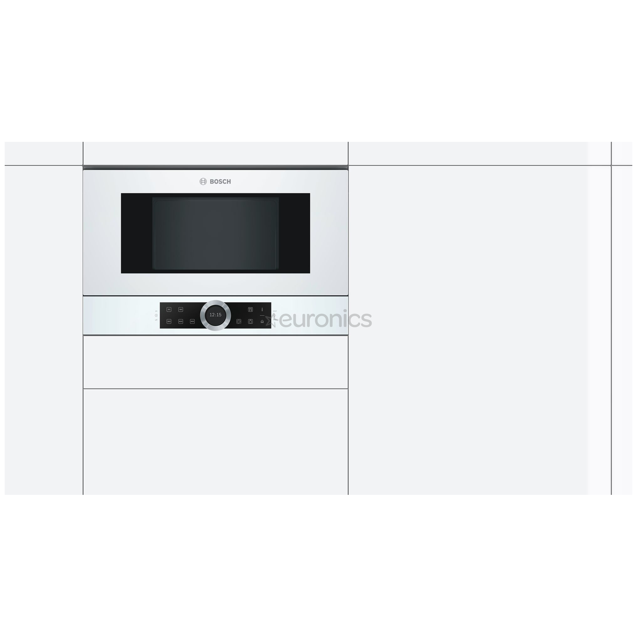 Bosch, 21 л, 900 Вт, открывается правой рукой, белый - Интегрируемая микроволновая печь