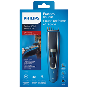 Philips 5000 Series, 0,5-28 мм, синий/черный - Машинка для стрижки волос + гребень для бороды