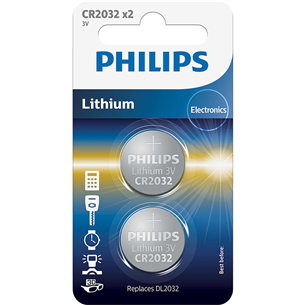 2 x Patarei Philips CR2032 3 V Lithium