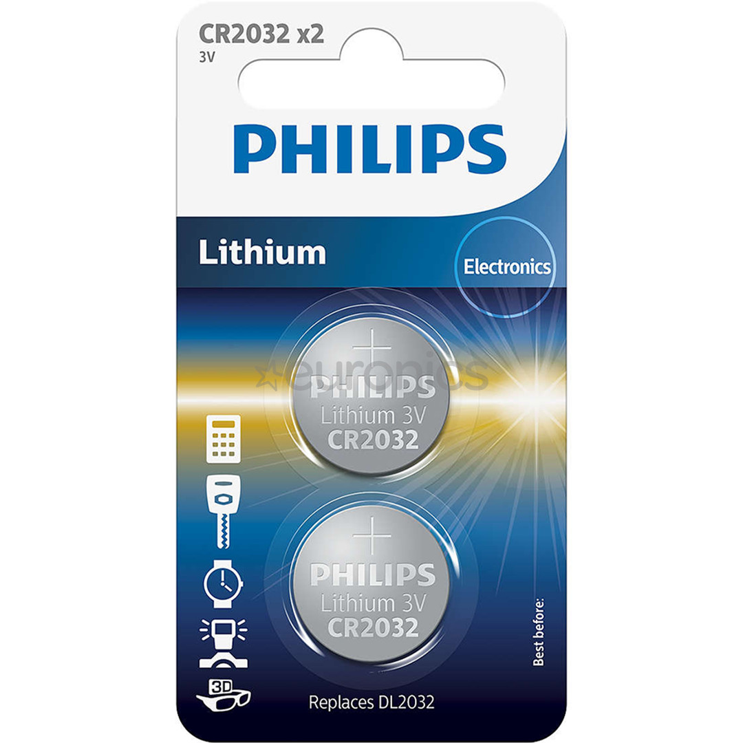 2 x Patarei Philips CR2032 3 V Lithium