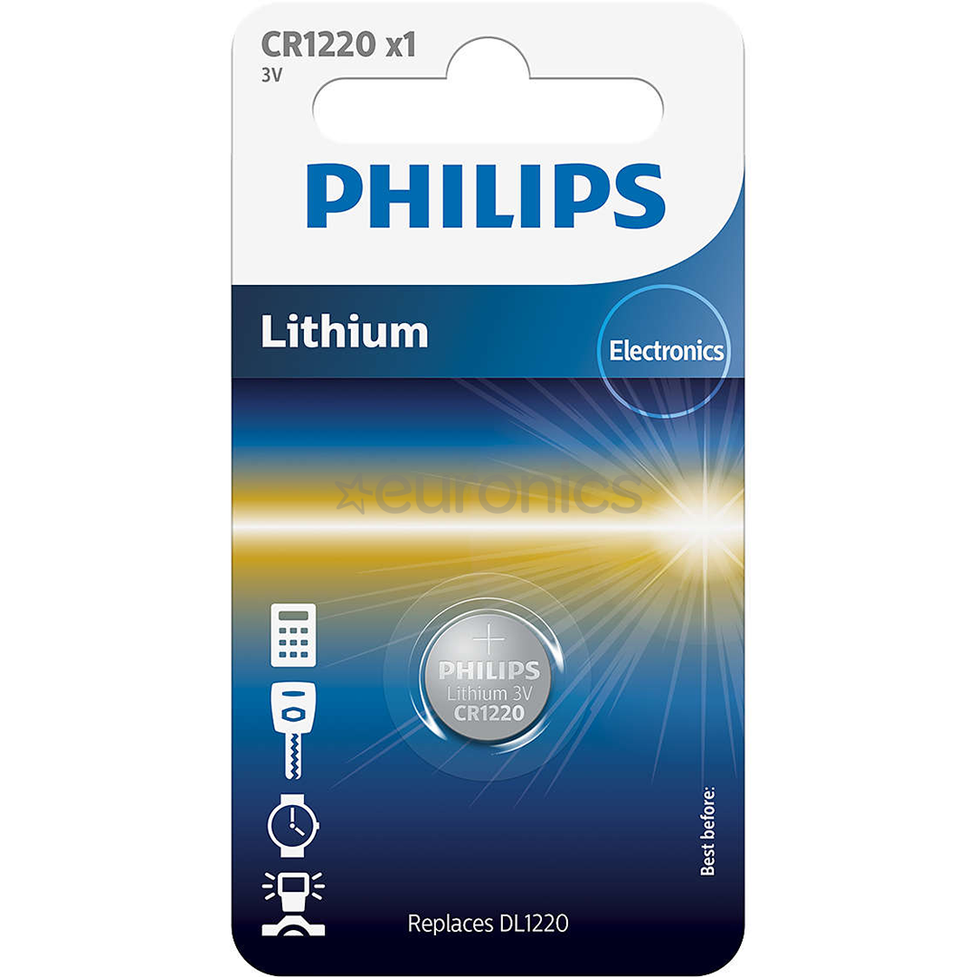 Philips Lithium, CR1220, 3V - Battery, CR1220/00B