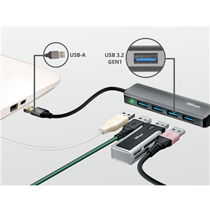 USB jagaja Trust Halyx Aluminium 4-Port