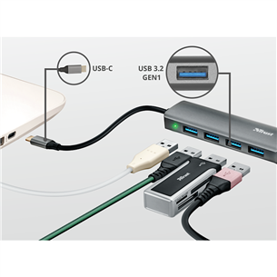 USB-C jagaja Trust Halyx Aluminium 4-Port